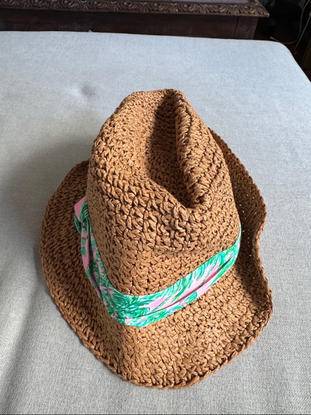 Lilly Pulitzer packable woven sun hat with print trim